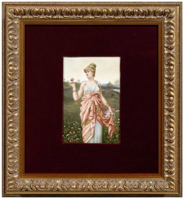 Appraisal: Berlin porcelain plaque quot In Spring Time quot maiden in