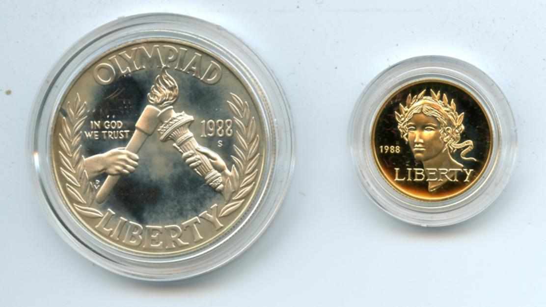 Appraisal: Olympic Two Coin Proof Set Included are and coins Both