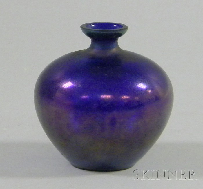 Appraisal: Iridescent Cobalt Blue Art Glass Vase ht in