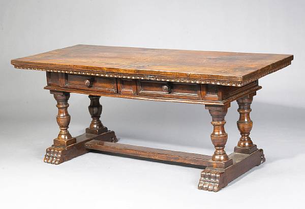 Appraisal: An Italian Baroque walnut writing table Tuscany incorporating antique and