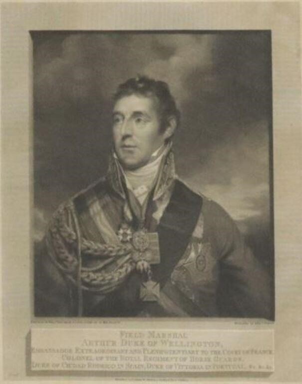 Appraisal: Framed engraving on paper Field Marshal Arthur Wellesley Duke of