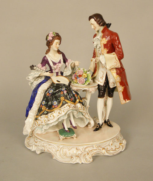 Appraisal: Painted porcelain courting group h