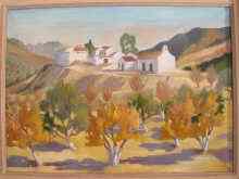 Appraisal: An oil on canvas Mediterranean landscape indistinct signature bottom right