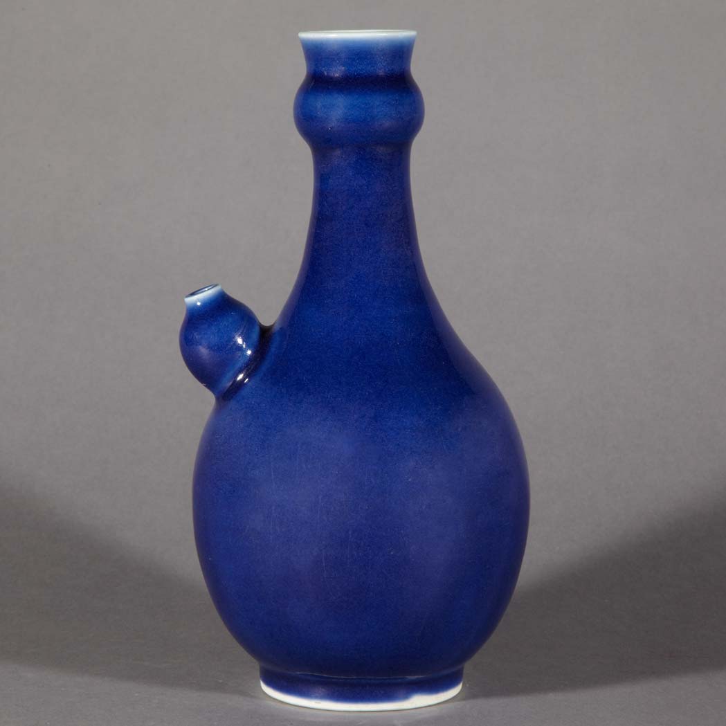 Appraisal: Chinese Blue Glazed Porcelain Ewer th th Century The kendi