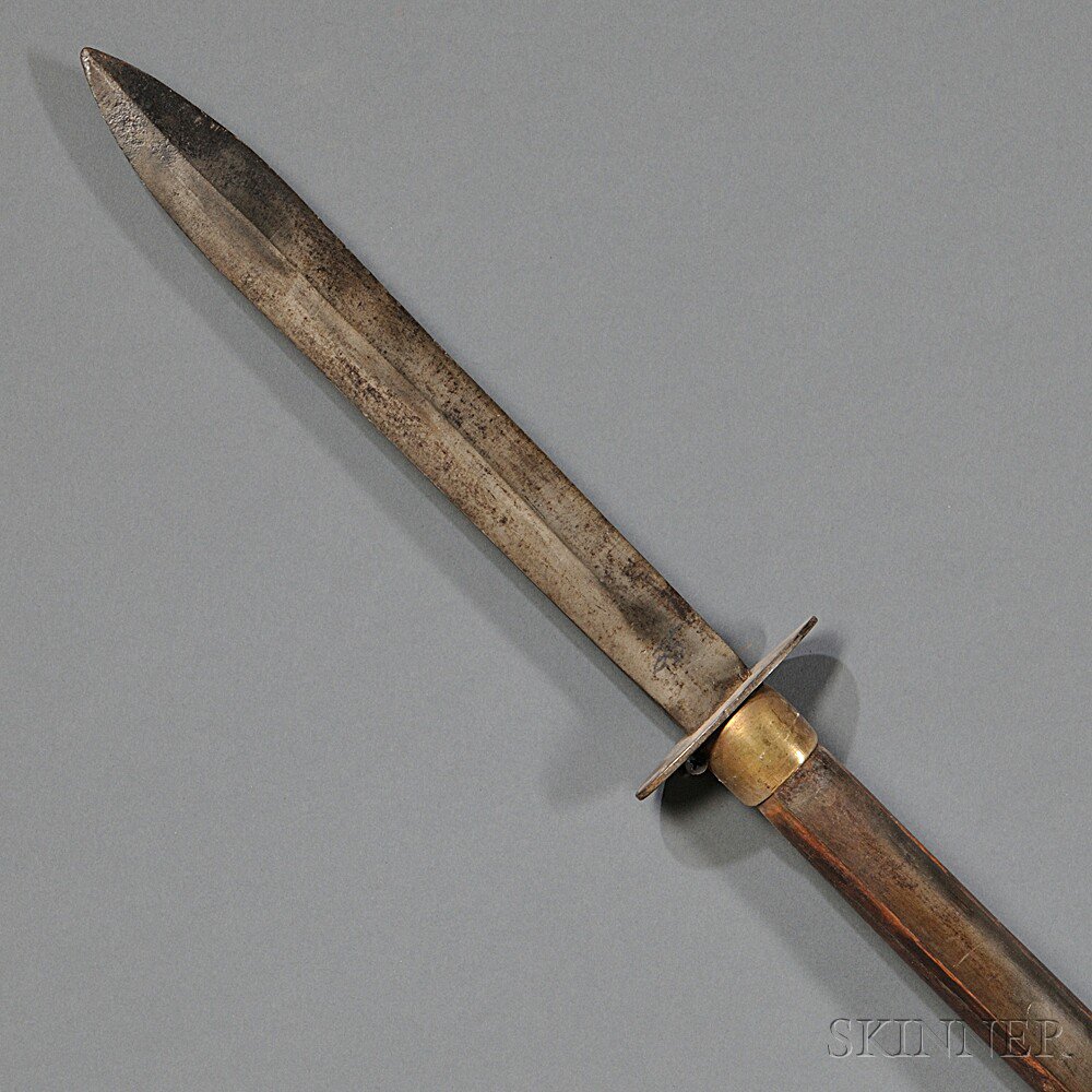 Appraisal: Confederate Georgia-style Pike c wooden haft with iron double-edged blade