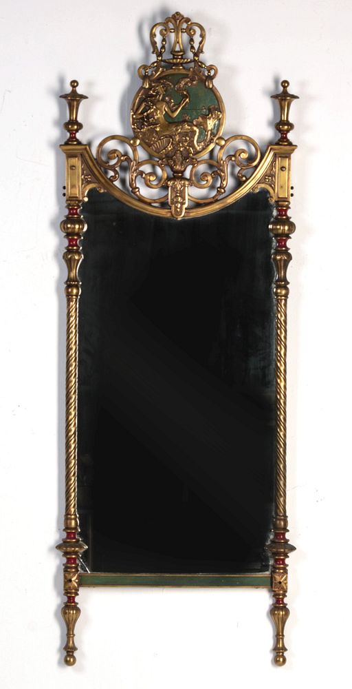 Appraisal: A GREAT BRONZE ART DECO MIRROR WITH ENAMELING The heavy