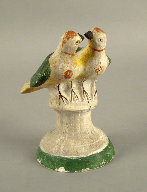 Appraisal: Chalkware figure of two love birds th c h