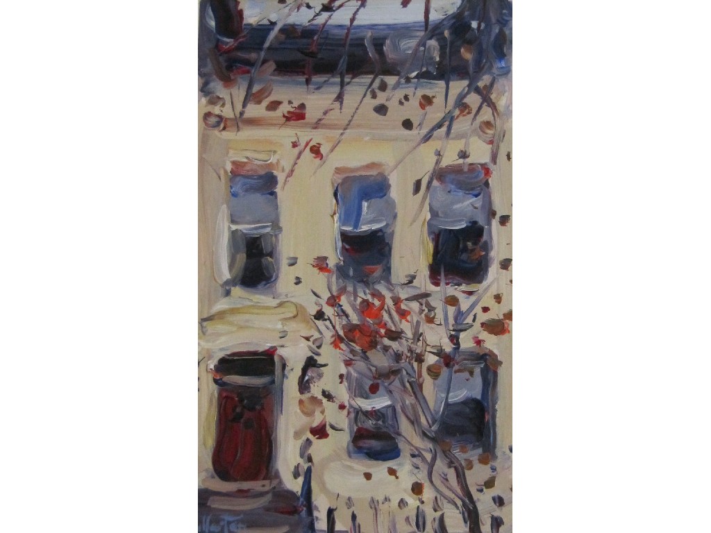 Appraisal: JAMES FULLARTON b Acrylic 'Glasgow Terrace' signed recto x