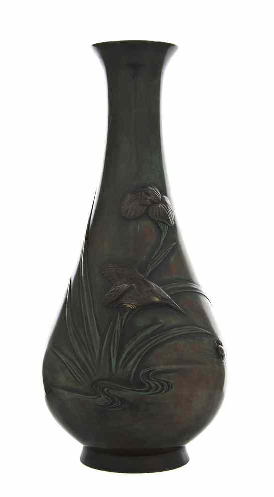 Appraisal: A Japanese Patinated Bronze Vase Meiji period of baluster form