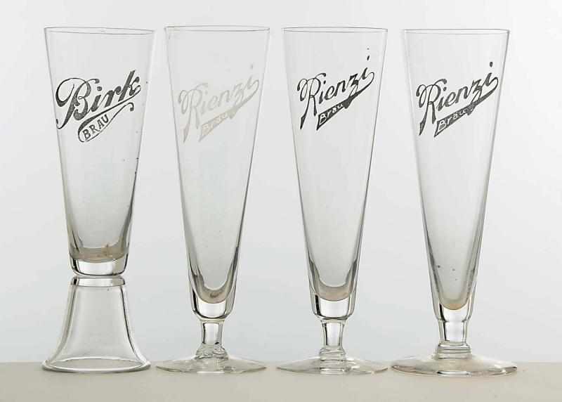 Appraisal: Lot of Acid-Etched Pilsner Glasses Includes Renzi Brau and one