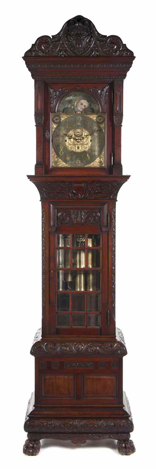 Appraisal: An American Renaissance Revival Oak Tall Case Clock Walter Durfee