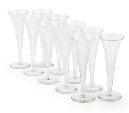 Appraisal: SET OF TEN CHAMPAGNE FLUTES CIRCA - each with diamond