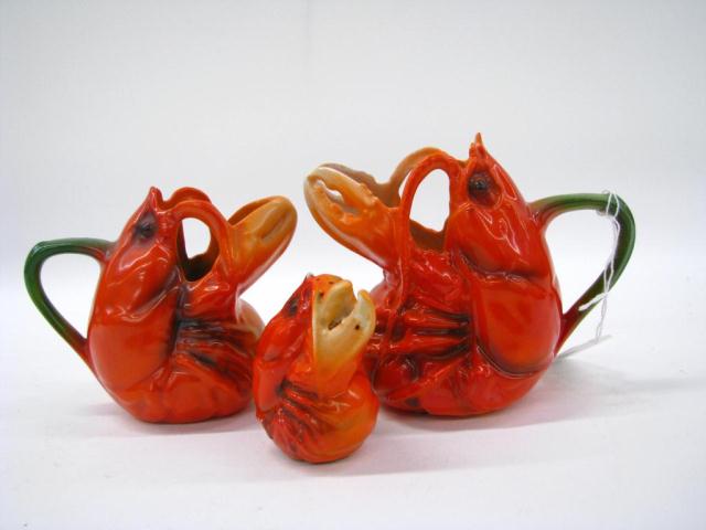 Appraisal: Three Royal Bayreuth Lobster items including a '' pitcher with