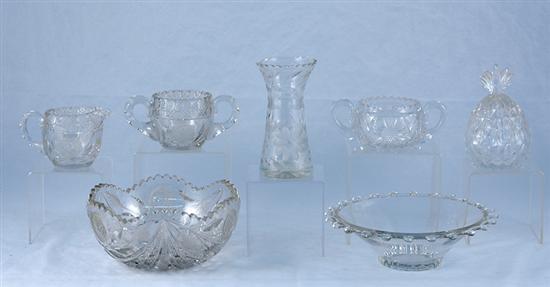 Appraisal: Collection of cut glass bowls dishes and vase rose bowl