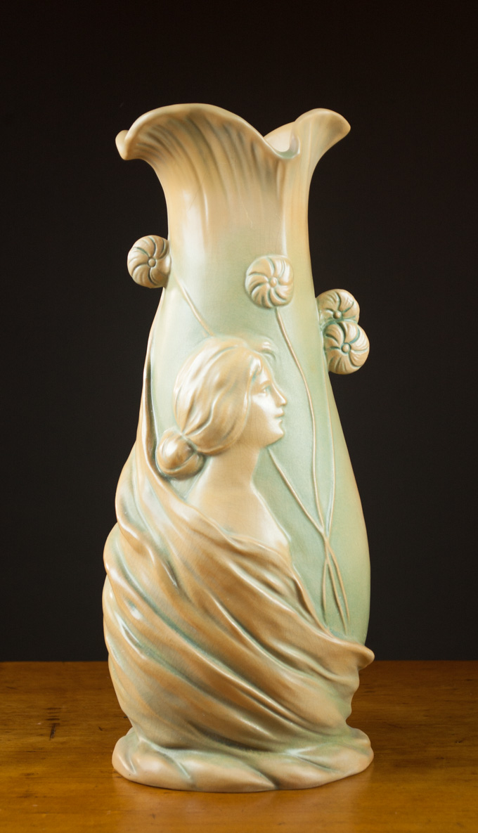 Appraisal: ART NOUVEAU POTTERY VASE by Crown Oak Ware Teplitz Austria