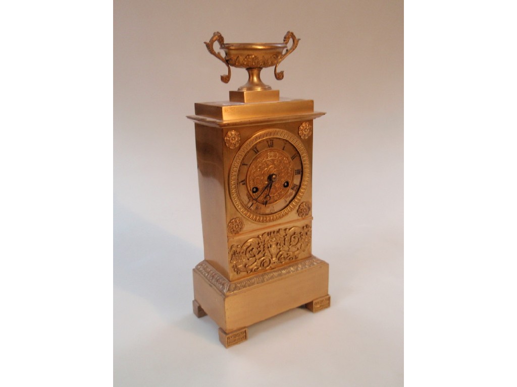 Appraisal: A thC French ormolu mantel clock with eight day movement