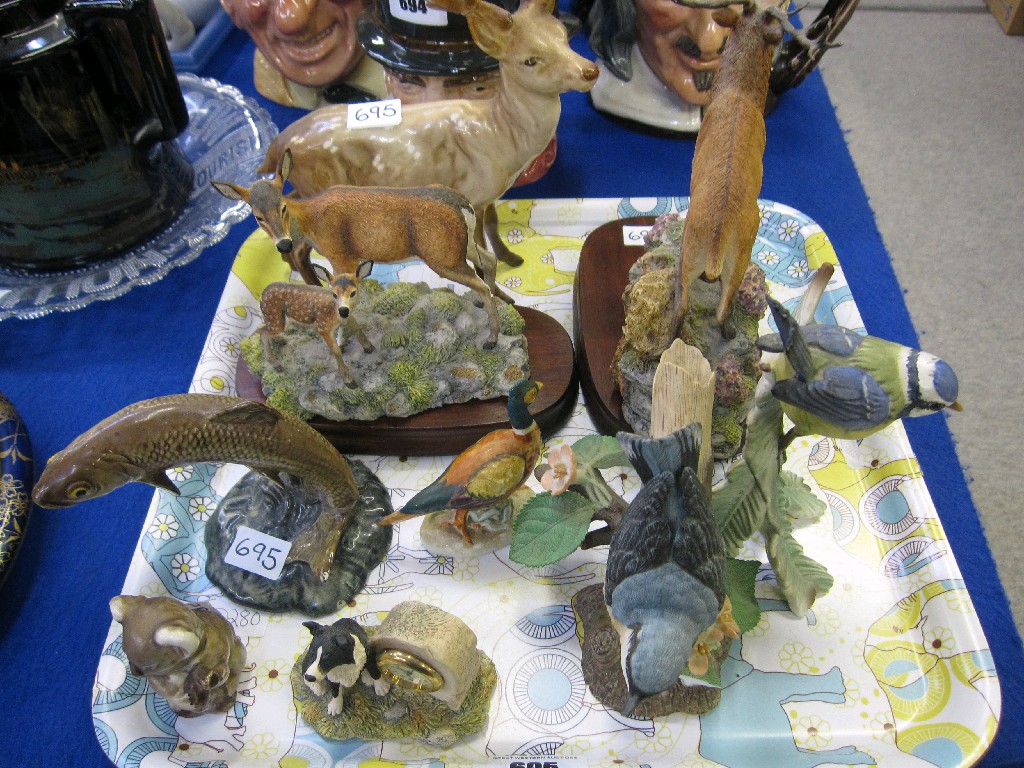 Appraisal: Tray lot of assorted animal figures - Beswick koala trout