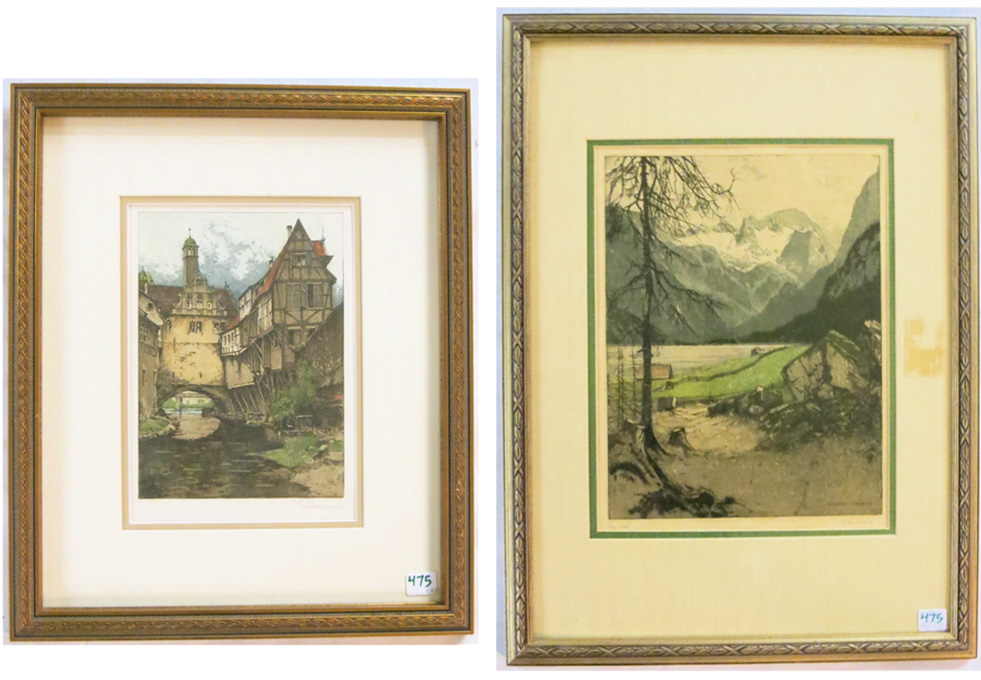 Appraisal: JOSEF EIDENBERGER TWO ETCHINGS AND AQUATINTS Austria - Gosau Glacier