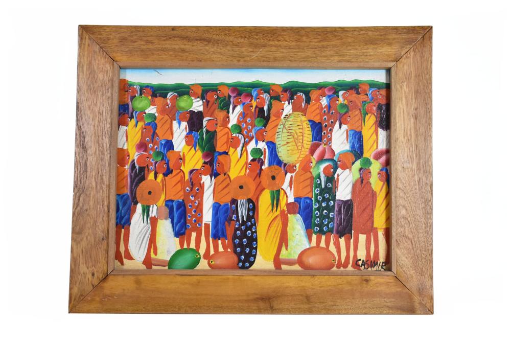 Appraisal: LAURENT CASHMIR HAITIAN - Figures in a Crowd Signed l