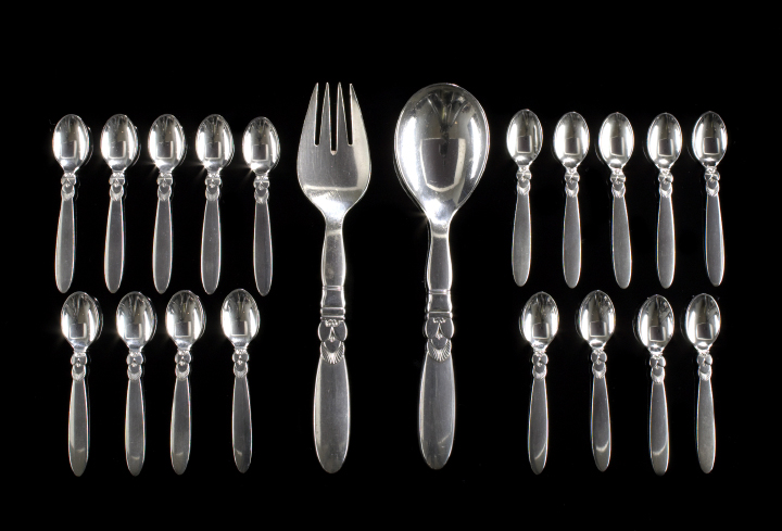 Appraisal: Georg Jensen Cactus Two-Piece Sterling Silver Salad-Serving Set designed in