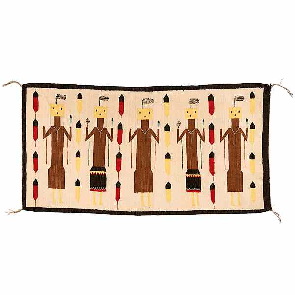 Appraisal: Navajo Shiprock Yei Weaving hand-spun wool woven with five figures