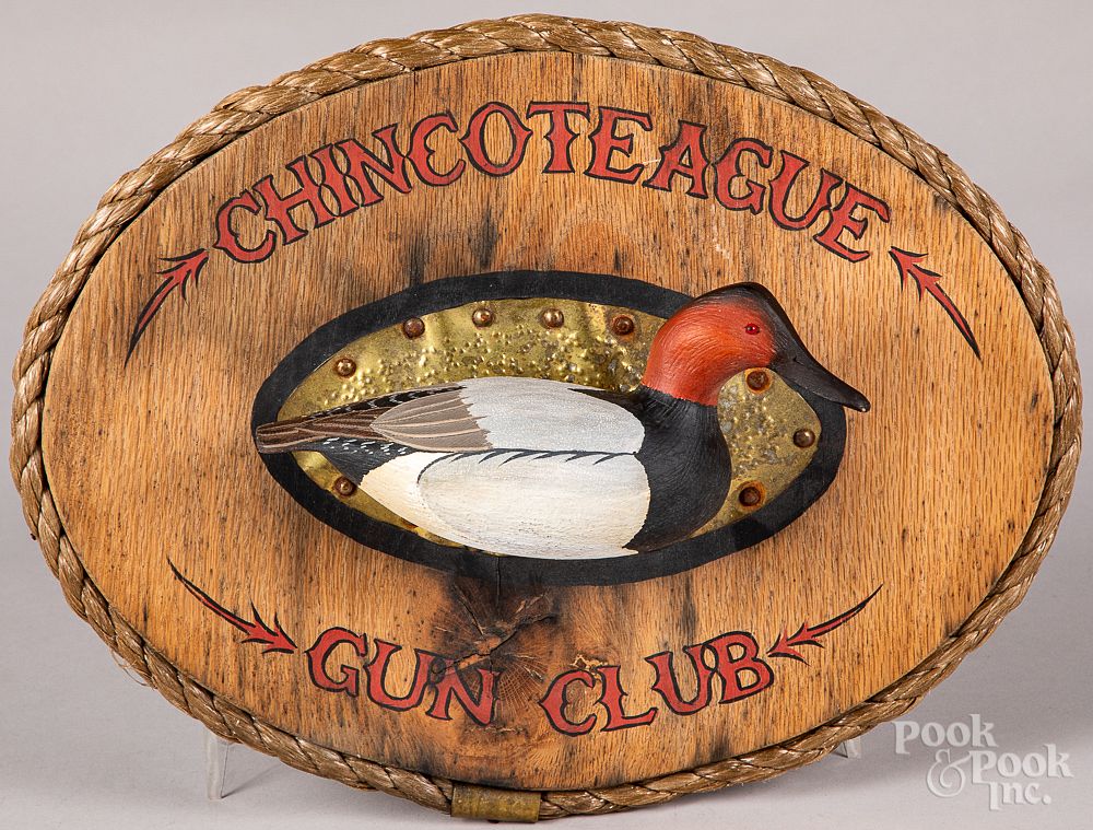 Appraisal: Chincoteague Gun Club duck decoy plaque Chincoteague Gun Club duck