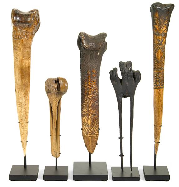 Appraisal: A group of five Abelam daggers East Sepik River Papua