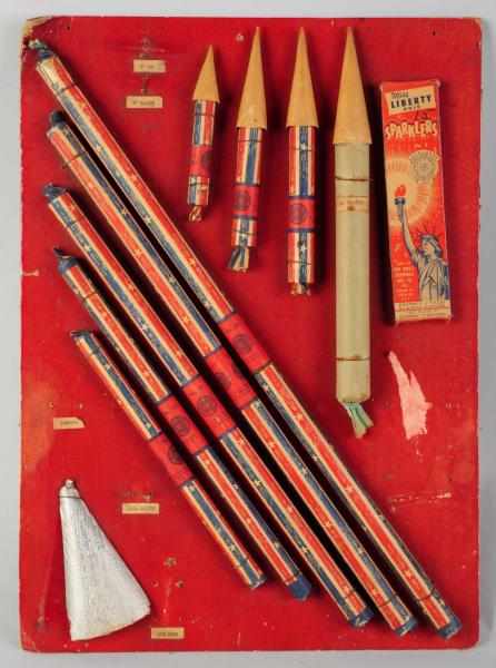 Appraisal: Salesman's Sample Firecracker Board Includes pieces of roman candles rockets