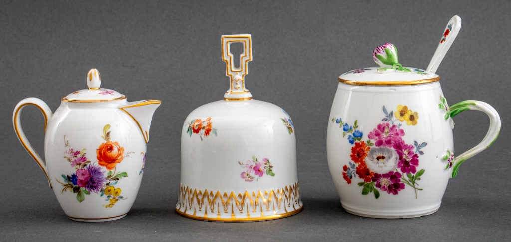 Appraisal: GROUP OF THREE MEISSEN OBJECTS Group of three Meissen objects