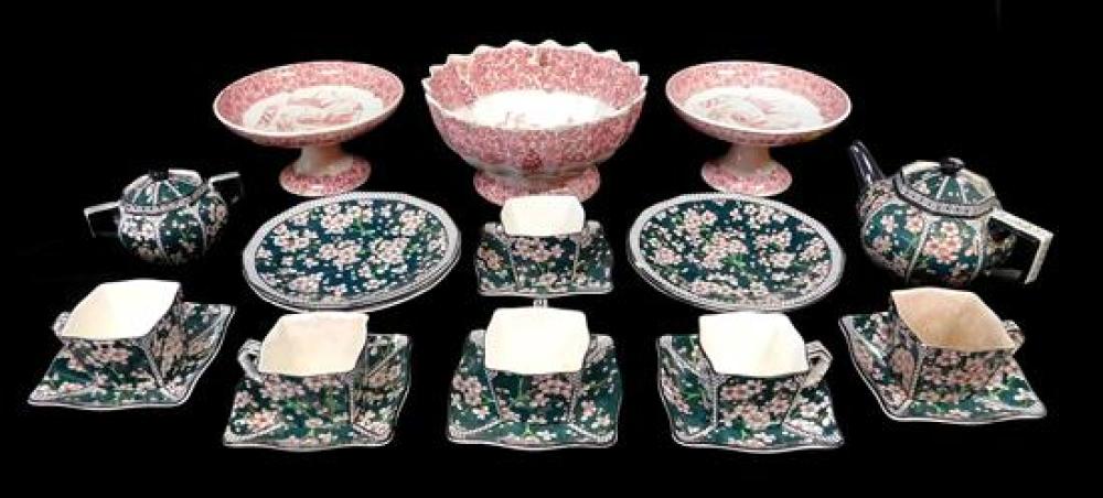 Appraisal: Royal Doulton Dogwood Blossom partial tea service and three red