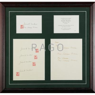 Appraisal: JAMES A MICHENER AUTOGRAPH Four documents framed together including James