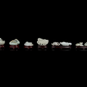 Appraisal: Eight Chinese Carved Jade Figures of Animals QING DYNASTY -