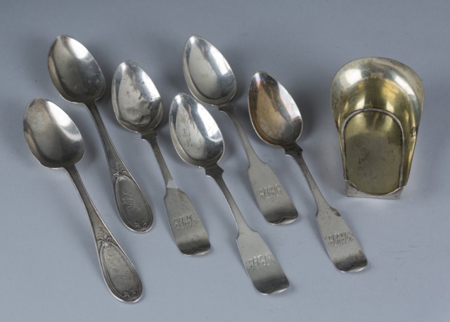 Appraisal: Seven Pcs of Coin Silver Four teaspoons by George H