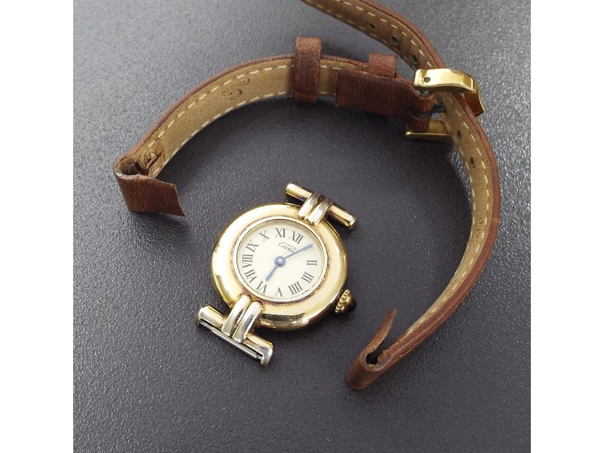 Appraisal: V Q Must de Cartier Vermeil silver-gilt lady's wristwatch ref