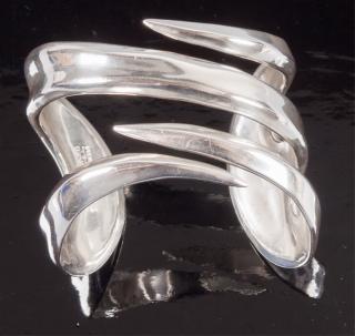 Appraisal: Vintage Taxco Sterling Cuff Bracelet Gorgeous heavy cuff bracelet for