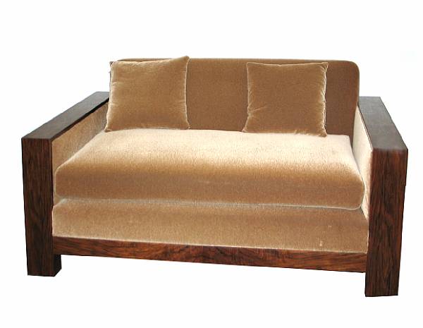 Appraisal: An Art Deco upholstered macassar sofa height in length ft