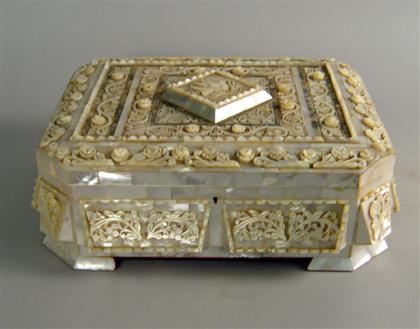 Appraisal: Chinese Export carved mother-of pearl work box th th century