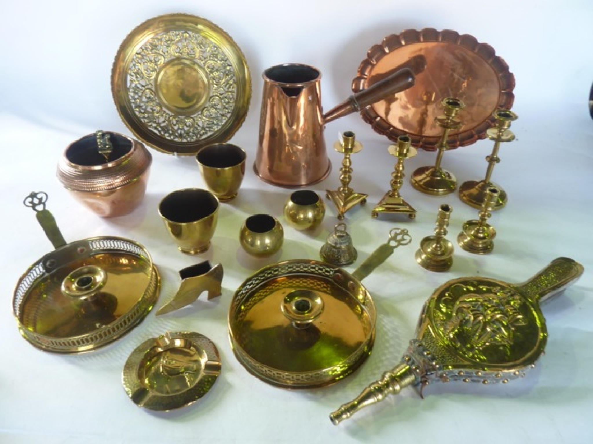 Appraisal: A collection of metal wares to include a copper ewer