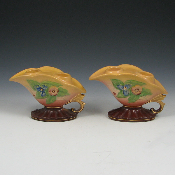 Appraisal: Hull Wildflower No Series - Candleholders Pair of Wildflower No