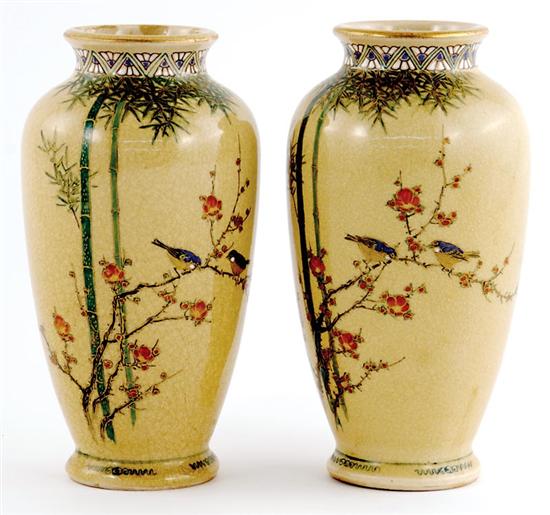 Appraisal: Pair Japanese Satsuma vases early th century baluster form painted