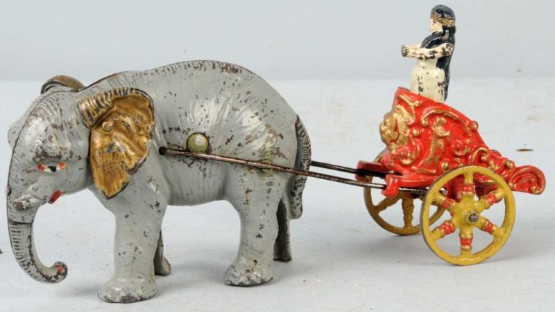 Appraisal: Cast Iron Hubley Elephant Chariot Bank Toy Description Includes one