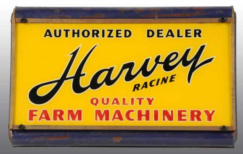 Appraisal: Harvey Farm Machinery Advertising Sign Description Electrified Glass and metal