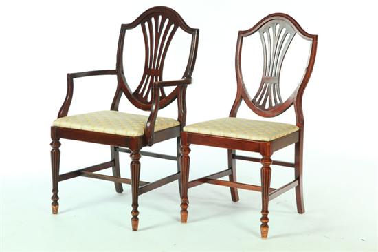 Appraisal: SET OF EIGHT HEPPLEWHITE-STYLE DINING CHAIRS Twentieth century mahogany Shield