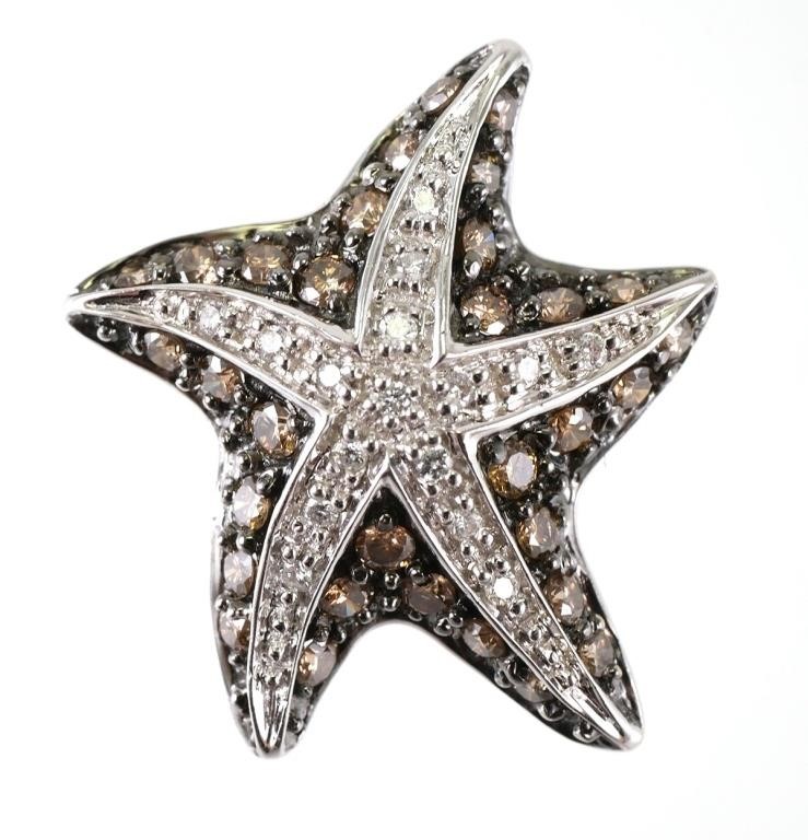 Appraisal: K white gold starfish pendant mm with one carat total