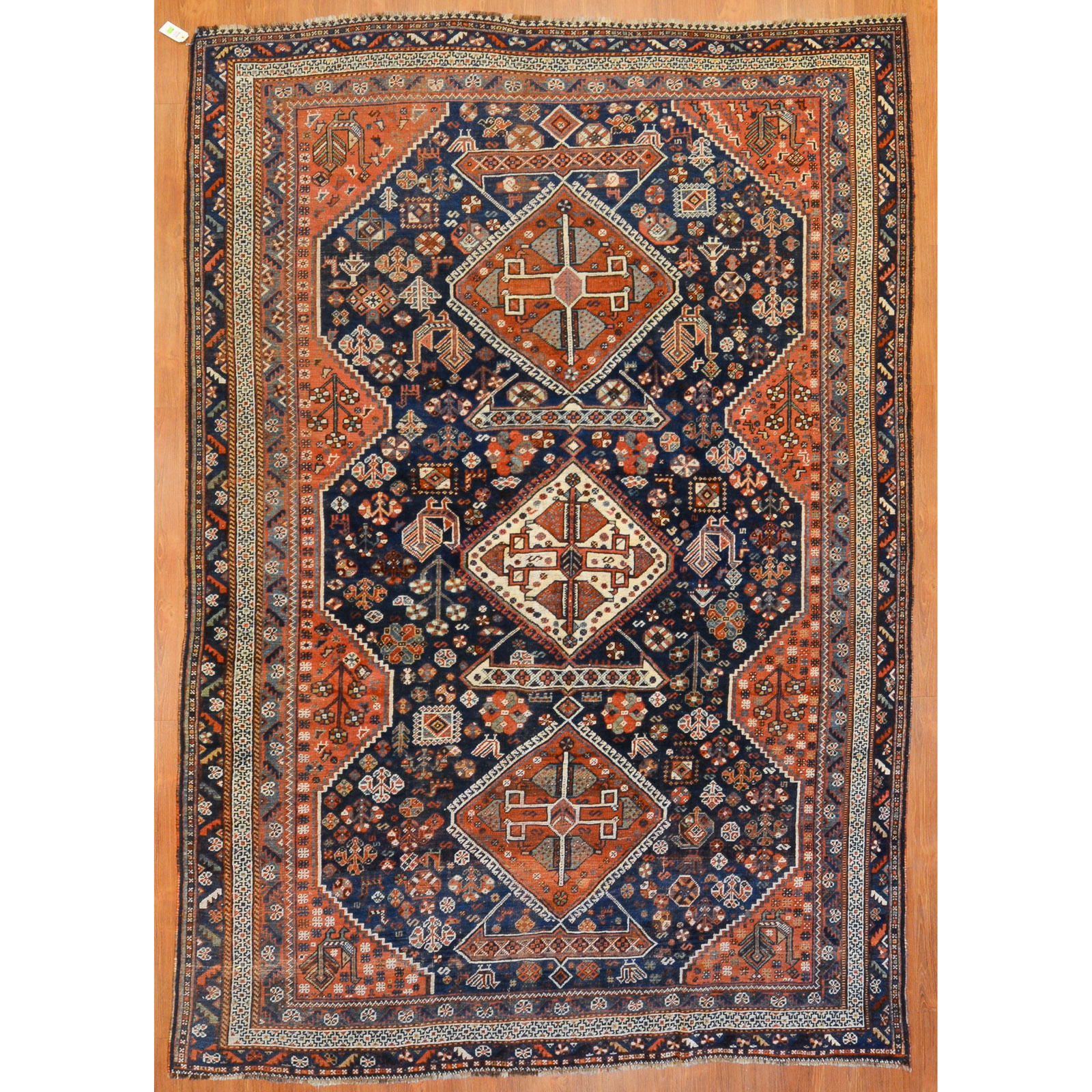 Appraisal: ANTIQUE GHASHGHAI RUG PERSIA X First quarter- th century hand-knotted