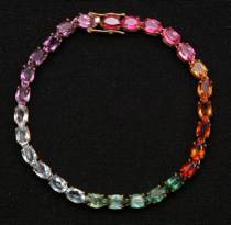 Appraisal: Semi-Precious Rainbow Bracelet K yellow gold bracelet from Italy is