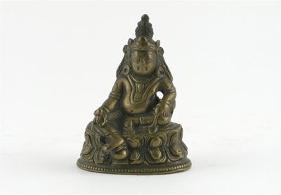 Appraisal: A small bronze figure of Jambhala seated on a lotus