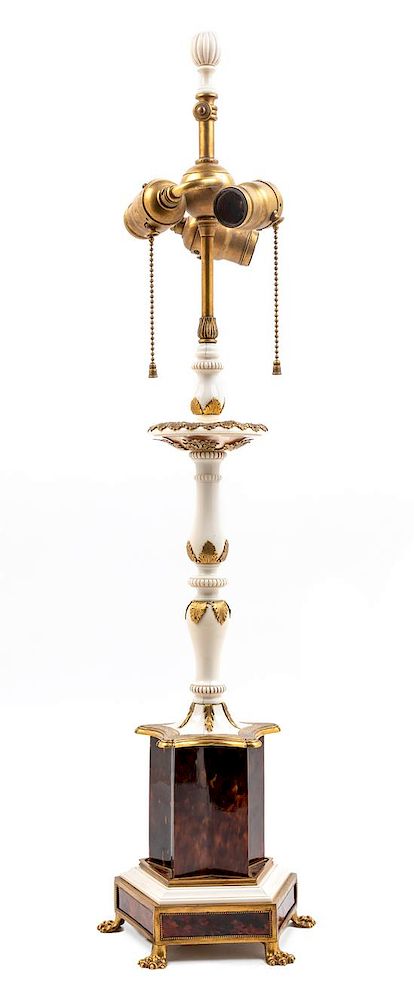 Appraisal: A Gilt Bronze and Marble Table Lamp Height inches A