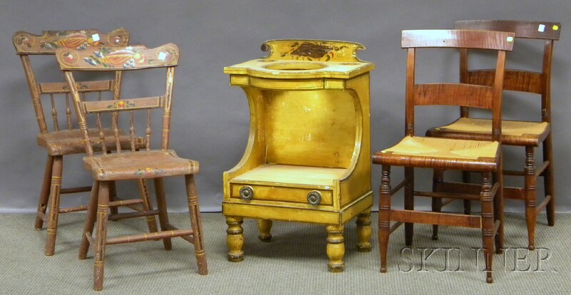 Appraisal: Pair of Late Federal Maple and Tiger Maple Side Chairs