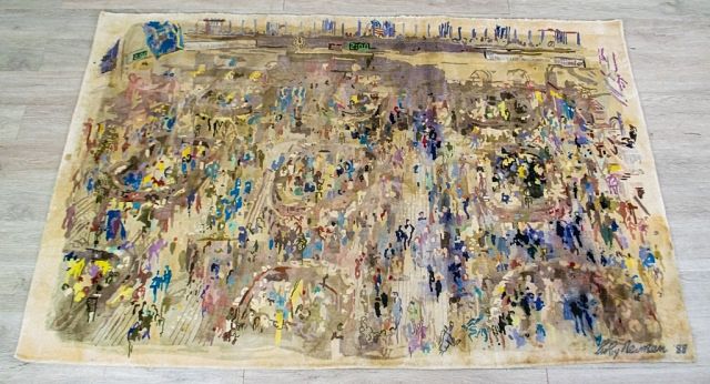 Appraisal: Leroy Neiman Silk Tapestry New York Stock Exchange Leroy Neiman